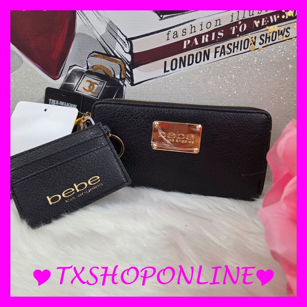 💗🌺BEBE Black Caroline Zip-Around Women’s Wallet 🌺💗